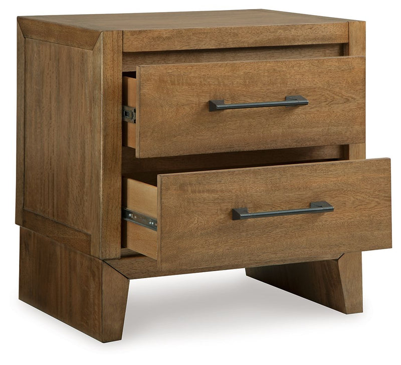 Sherbana - Two Drawer Night Stand - Light Brown - R&R Furniture Gallery (Fountain Valley, CA)