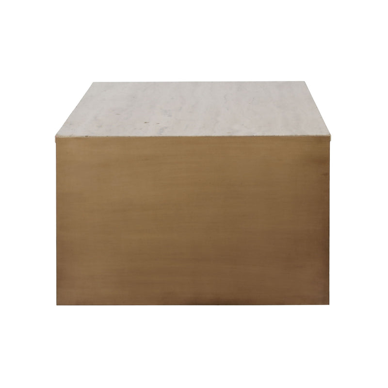 Keven - Coffee Table - Natural And Antique Brass