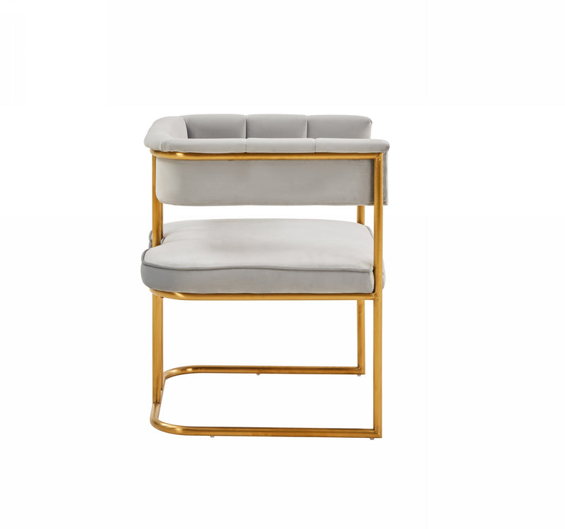 Bavaria - Modern Light Grey Fabric + Gold Accent Chair — view 2