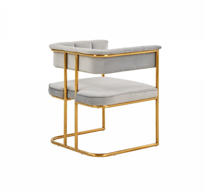 Bavaria - Modern Light Grey Fabric + Gold Accent Chair — view 3