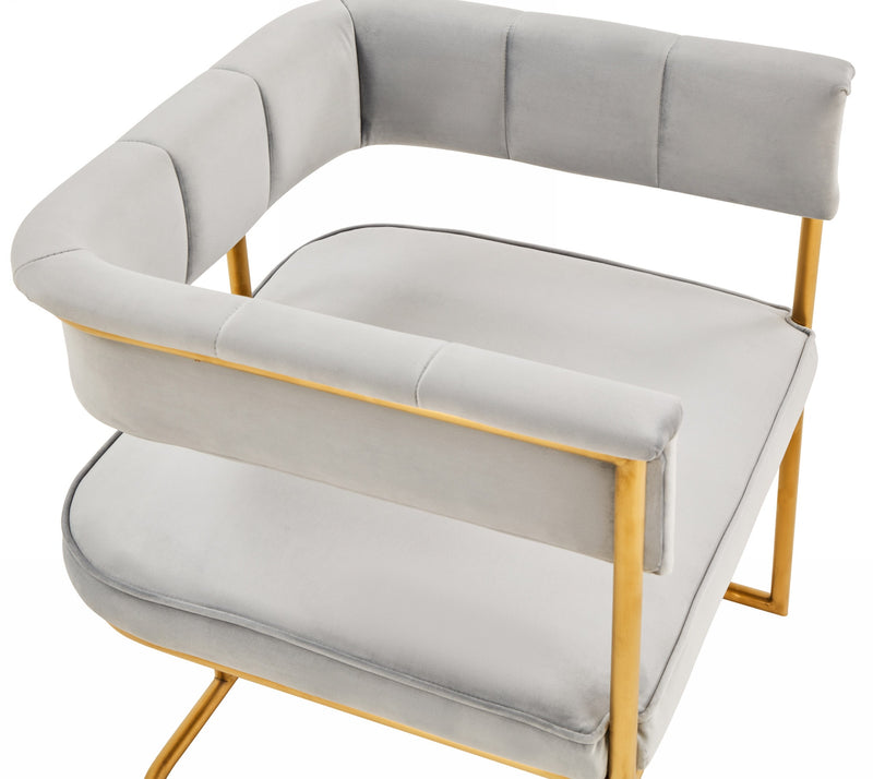 Bavaria - Modern Light Grey Fabric + Gold Accent Chair — view 4