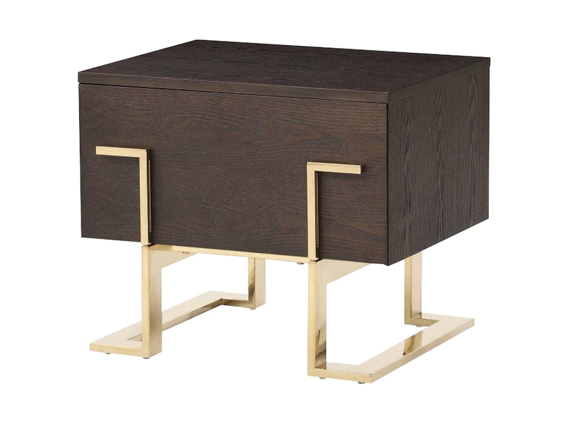 Moontide Modern Smoked Ash & Gold Nightstand — view 3