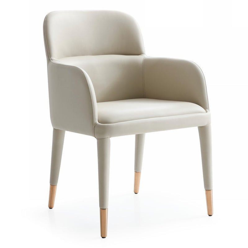 Cortina - Modern Beige Eco-Leather Dining Arm Chair — view 3