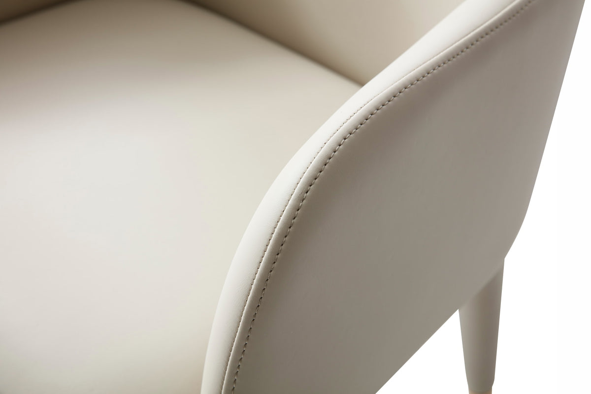Cortina - Modern Beige Eco-Leather Dining Arm Chair — view 2