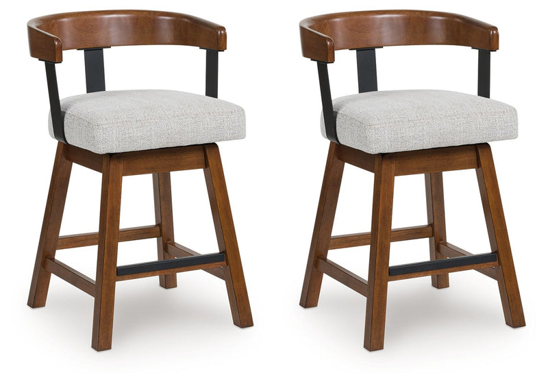 Ralene - Upholstered Swivel Barstool (Set of 2) - Medium Brown - R&R Furniture Gallery (Fountain Valley, CA)