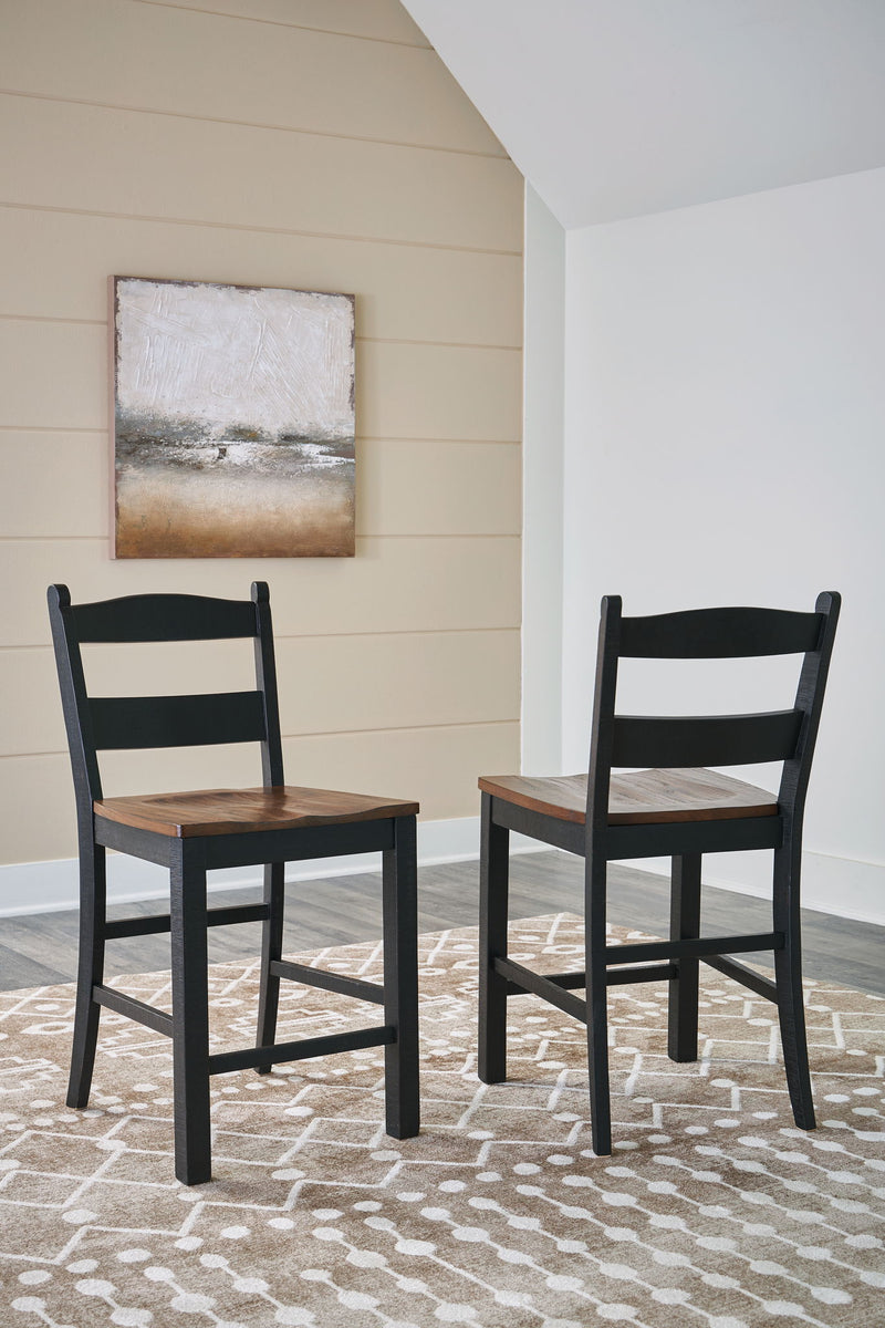 Valebeck - Barstool (Set of 2) - Black / Brown - R&R Furniture Gallery (Fountain Valley, CA)