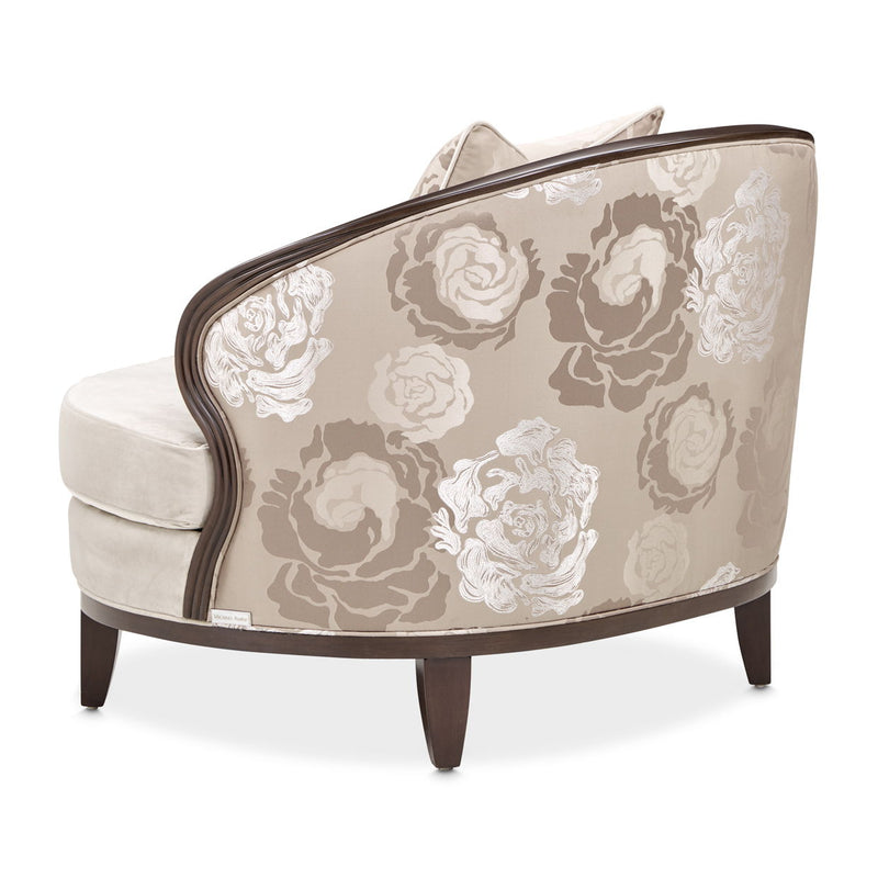 Camellia Field - Velvet Matching Chair - Beige / Dark Brown - R&R Furniture Gallery (Fountain Valley, CA)