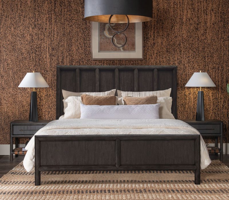 Dorsey King-size Wooden Panel Bed in Basalt Grey