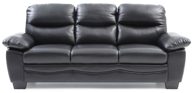 Glory Furniture Marta stationary sofa with plush cushions and modern design, shown in a cozy living room setting.