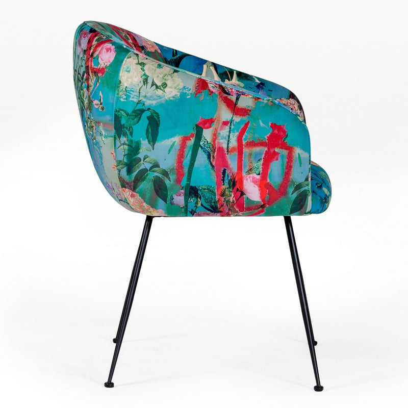 Roxann - Contemporary Floral Velvet Dining Chair — view 3