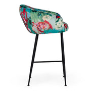 Roxann - Contemporary Floral Velvet Bar Stool — view 2