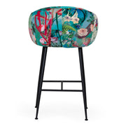 Roxann - Contemporary Floral Velvet Bar Stool — view 3