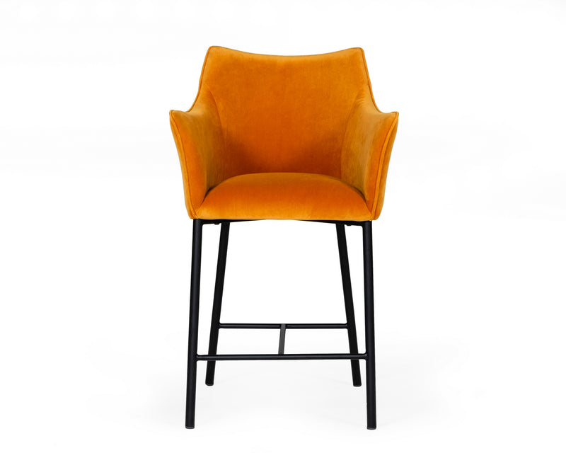 Exodus - Modern Orange Velvet Counter Stool — view 4