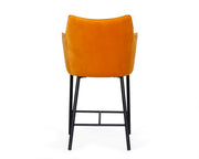 Exodus - Modern Orange Velvet Counter Stool — view 2