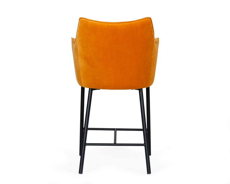 Exodus - Modern Orange Velvet Counter Stool — view 2
