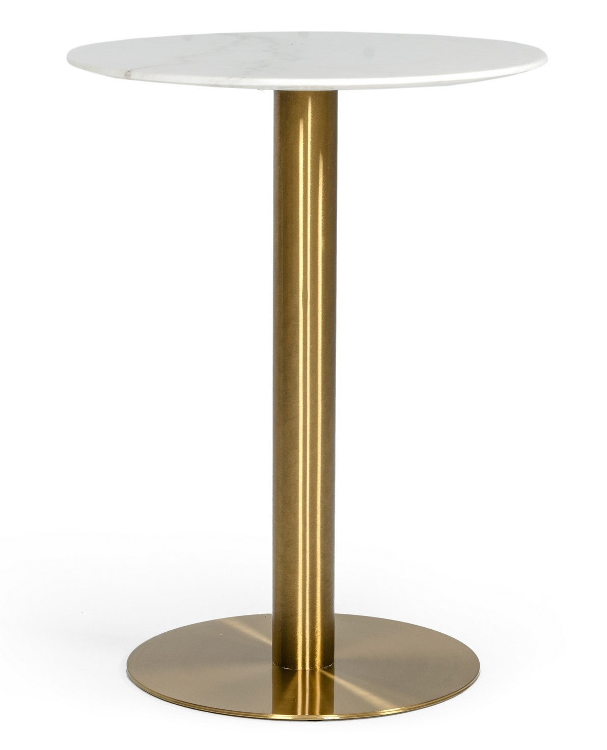 Fairway - Glam White Marble and Brushed Gold Bar Table