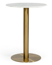 Fairway - Glam White Marble and Brushed Gold Bar Table