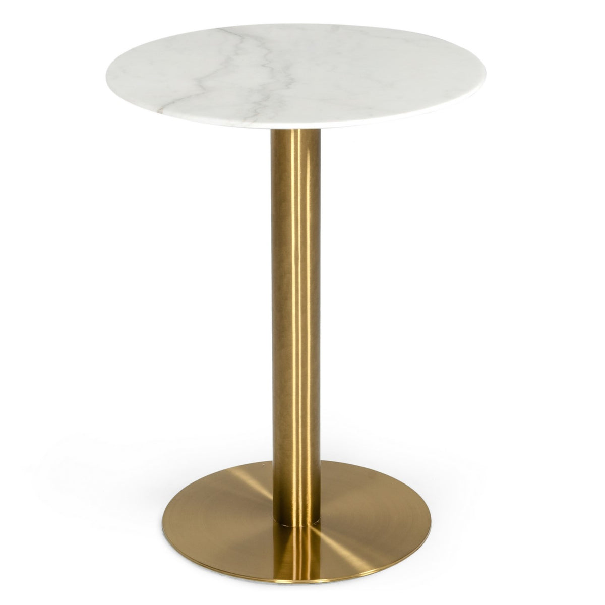 Fairway - Glam White Marble and Brushed Gold Bar Table — view 2