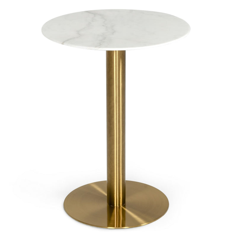 Fairway - Glam White Marble and Brushed Gold Bar Table — view 2