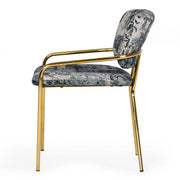 Farnon - Modern Patterned Velvet and Gold Dining Chair — view 5