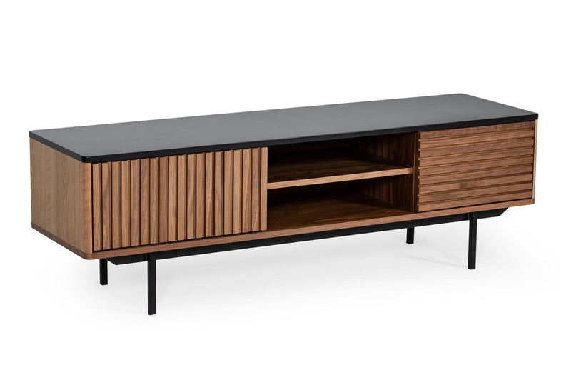 Maggie - Modern Walnut and Grey TV Stand — view 2