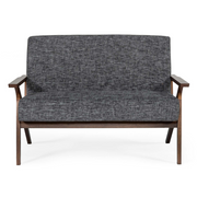 Candea - Mid-Century Walnut and Grey Compact Loveseat — view 3