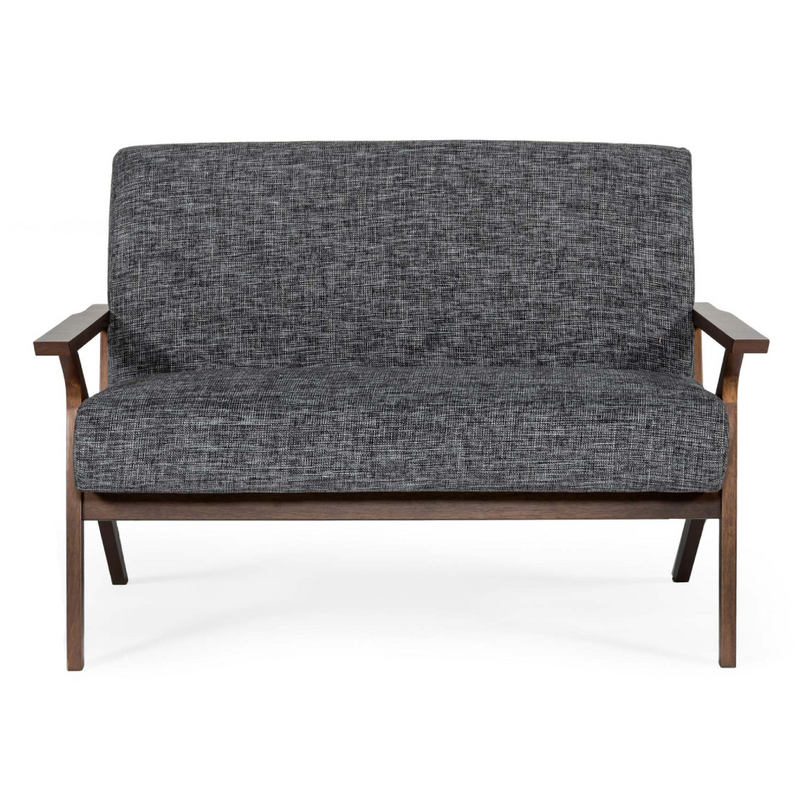 Candea - Mid-Century Walnut and Grey Compact Loveseat — view 3