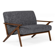 Candea - Mid-Century Walnut and Grey Compact Loveseat — view 4