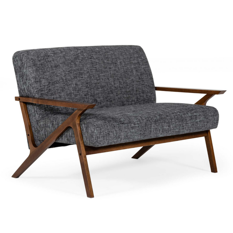 Candea - Mid-Century Walnut and Grey Compact Loveseat — view 4