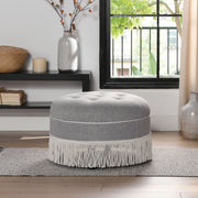 Yolanda - Round Upholstered Accent Ottoman - R&R Furniture Gallery (Fountain Valley, CA)