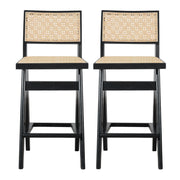 Keira - Bar Stool (Set of 2) - Black / Rattan - R&R Furniture Gallery (Fountain Valley, CA)