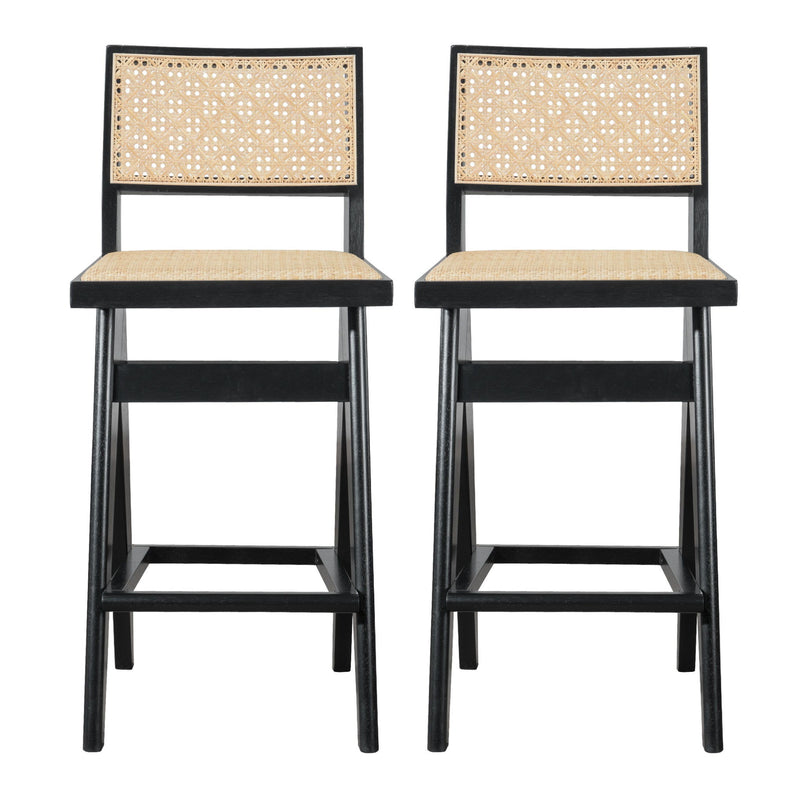 Keira - Bar Stool (Set of 2) - Black / Rattan - R&R Furniture Gallery (Fountain Valley, CA)