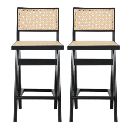 Keira - Bar Stool (Set of 2) - Black / Rattan - R&R Furniture Gallery (Fountain Valley, CA)