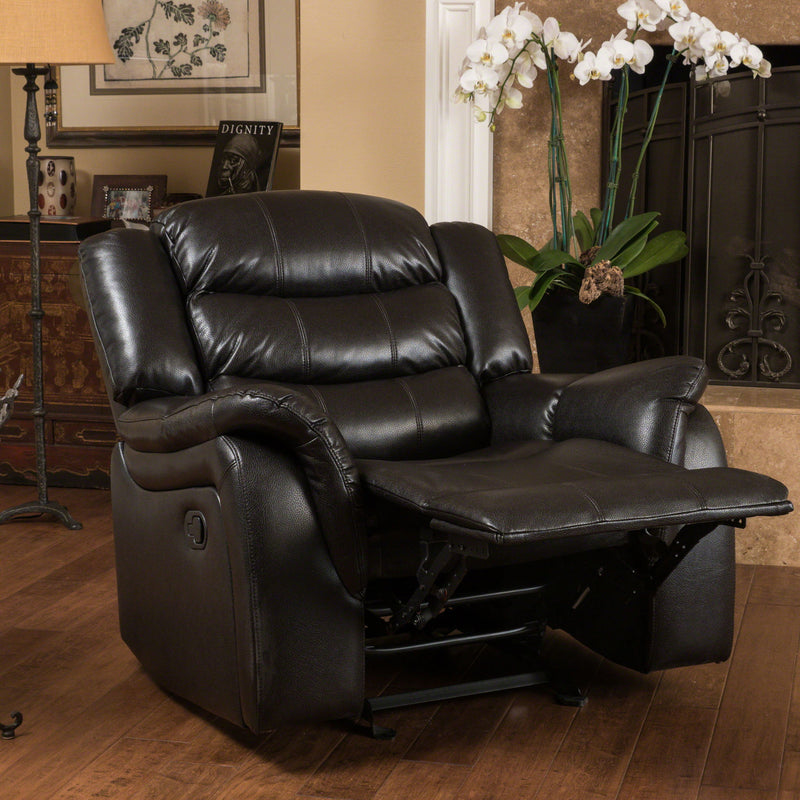Classic Design Recliner, Upholstery Recliner, Glider Recliner - Black Berry - R&R Furniture Gallery (Fountain Valley, CA)