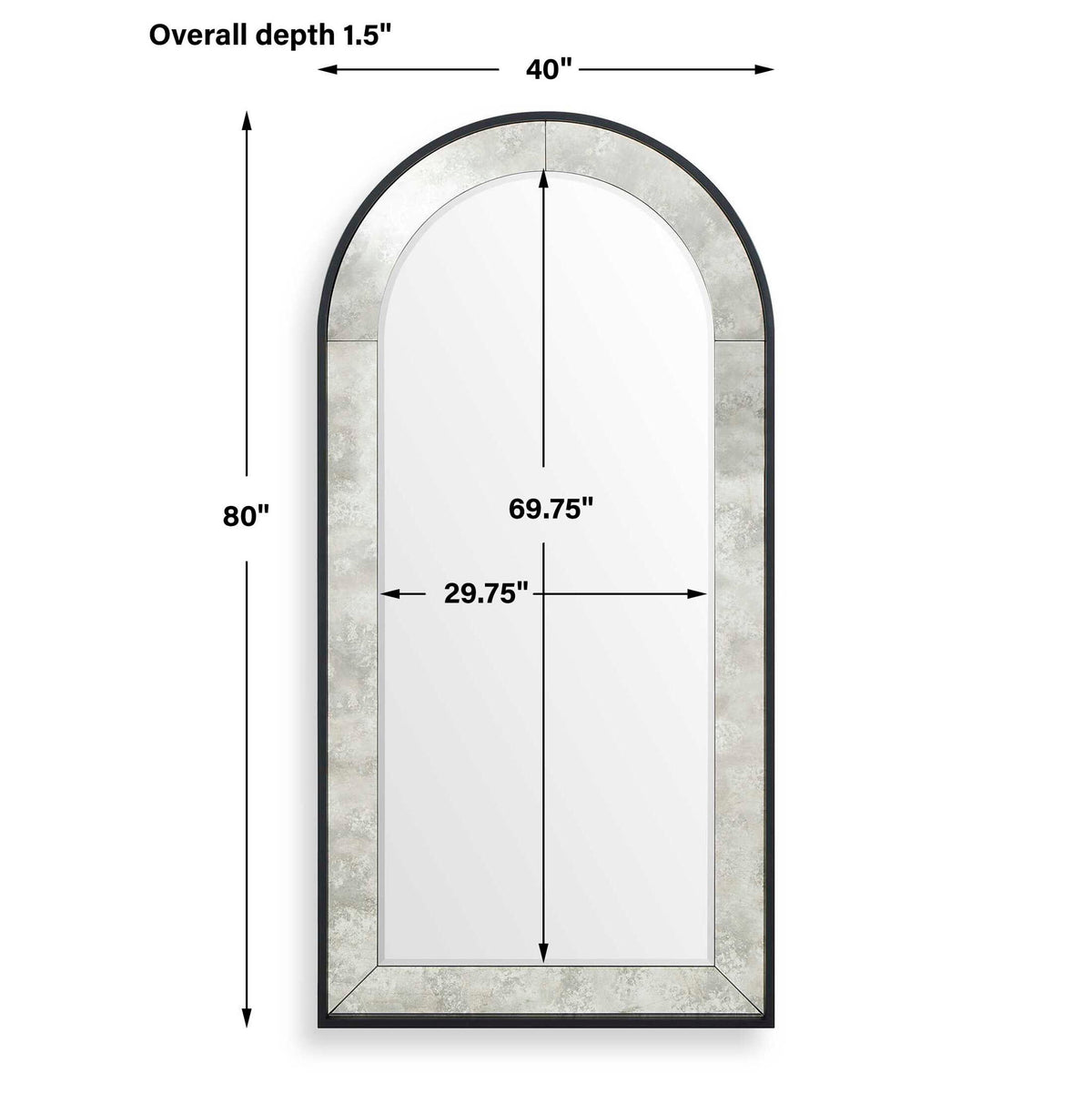Marlowe - Antique Arch Mirror - Black