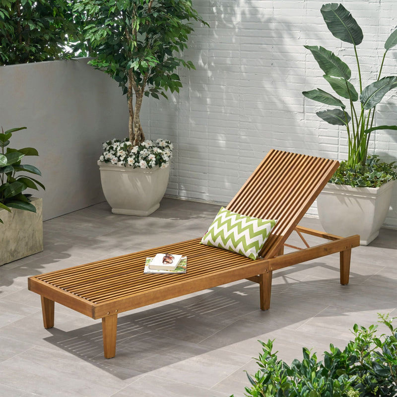 Nadine - Stylish Chaise Lounge Chair - Teak - R&R Furniture Gallery (Fountain Valley, CA)