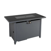 Rectangular LSI Patio Furniture fire pit with elegant frame design, showcasing a modern outdoor fire pit for patio or backyard use.