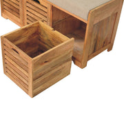 Shutter Shoe Bench, 3 Drawer - Oak - R&R Furniture Gallery (Fountain Valley, CA)