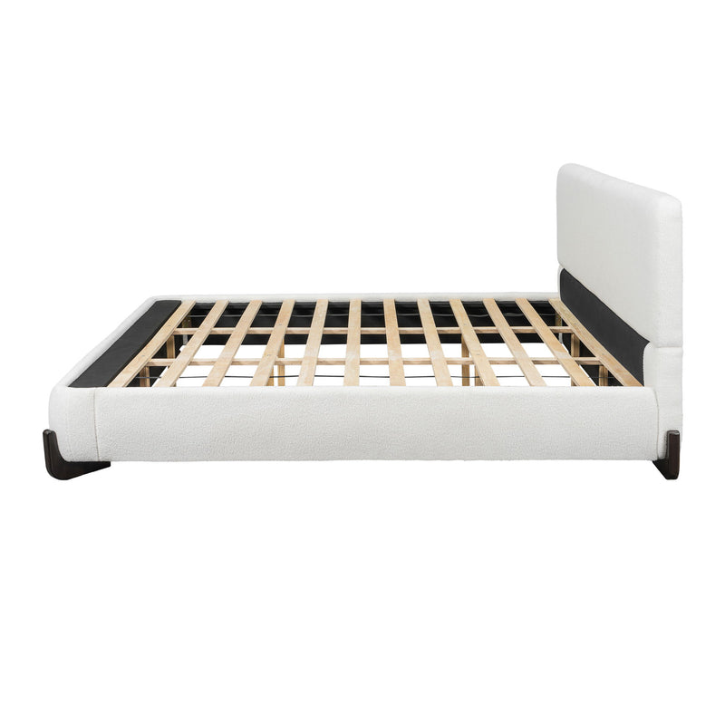 Elegant Boucle Upholstered Bed With Solid Wood Legs - R&R Furniture Gallery (Fountain Valley, CA)