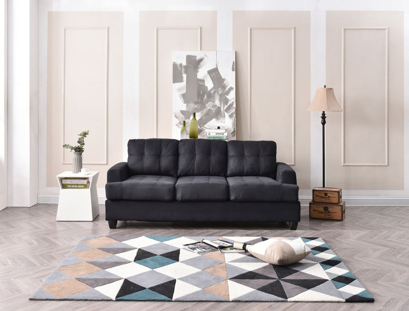 Glory Furniture Sandridge stationary sofa with plush fabric upholstery and wide armrests in a modern living room setting.