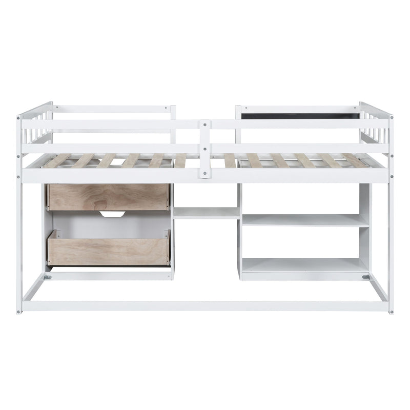 Low Loft Bed With Rolling Desk, Shelf And Drawers - R&R Furniture Gallery (Fountain Valley, CA)