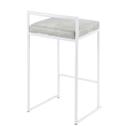 Lumi Source Fuji stackable counter stool set features simple elegant contemporary design with wooden seats and metal legs.