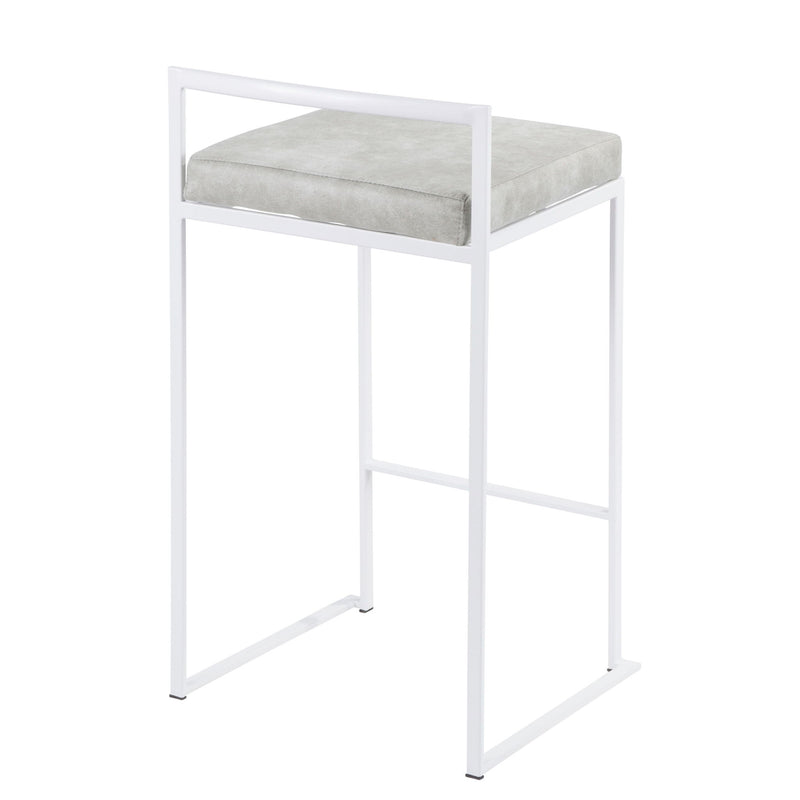Lumi Source Fuji stackable counter stool set features simple elegant contemporary design with wooden seats and metal legs.