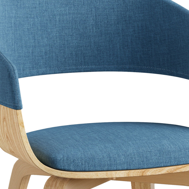 Simpli-Home Lowell Mid-Century Modern bentwood armchair with wooden frame and curved backrest, ideal for dining rooms.