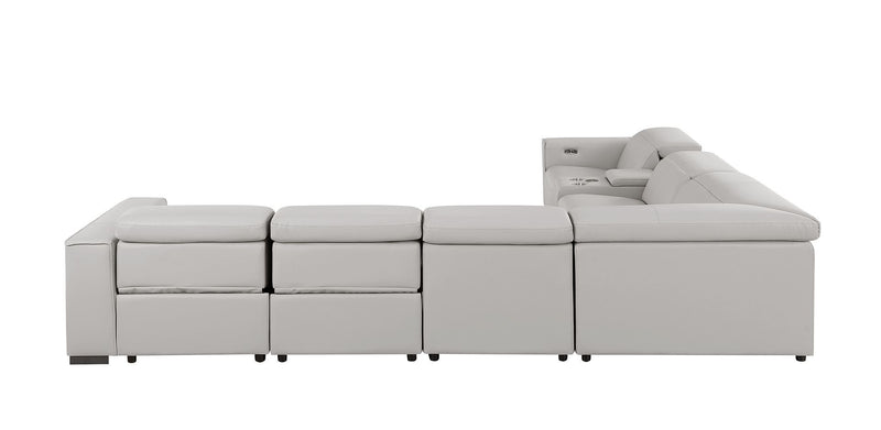 1208 - 7 Piece L-Shaped Leather Reclining Sectional With 3 Power Recliners