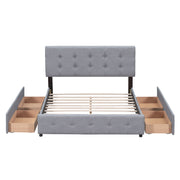 Upholstered Platform Bed With Classic Headboard And Drawers, No Box Spring Needed - R&R Furniture Gallery (Fountain Valley, CA)