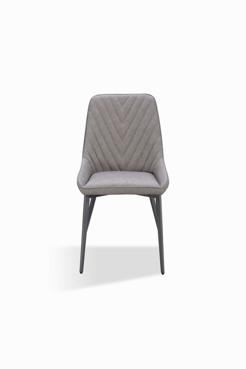 Lucia Metal Leg Upholstered Dining Chair in Anchor Gray Synthetic Leather and Gunmetal