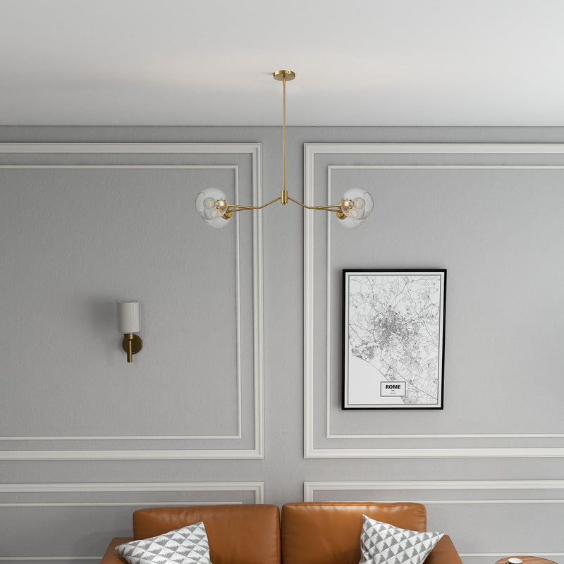 Ashcroft Furniture Jewel 4-light chandelier with clear glass and gold accents hanging ceiling fixture, elegant lighting for upscale interiors.