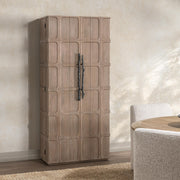 Classic Home Corin tall accent cabinet with wood finish, featuring multiple storage compartments and sleek design.