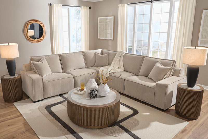 Benchcraft Carceri reclining sectional with plush fabric, featuring multiple seating areas and built-in recliners for comfort.